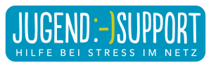 Logo Jugend Support mit aufschrift „Hilfe bei Stress im Netz“